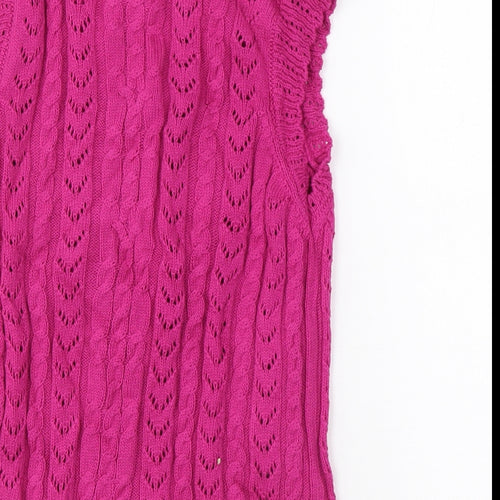 Per Una Womens Pink Geometric Cotton Basic Button-Up Size 6 Round Neck