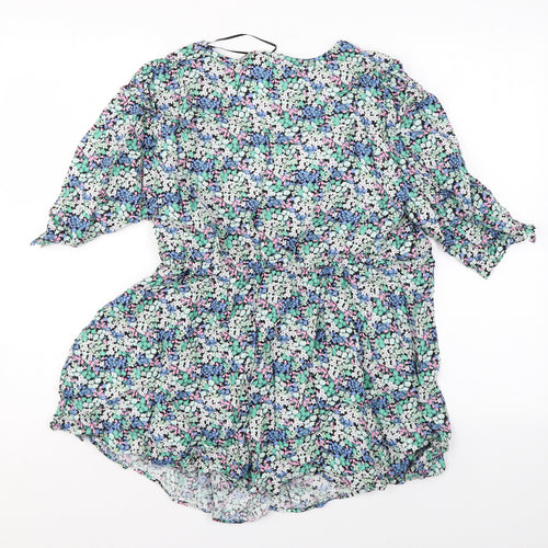 Marks and Spencer Womens Multicoloured Floral Viscose Basic Blouse Size 10 V-Neck
