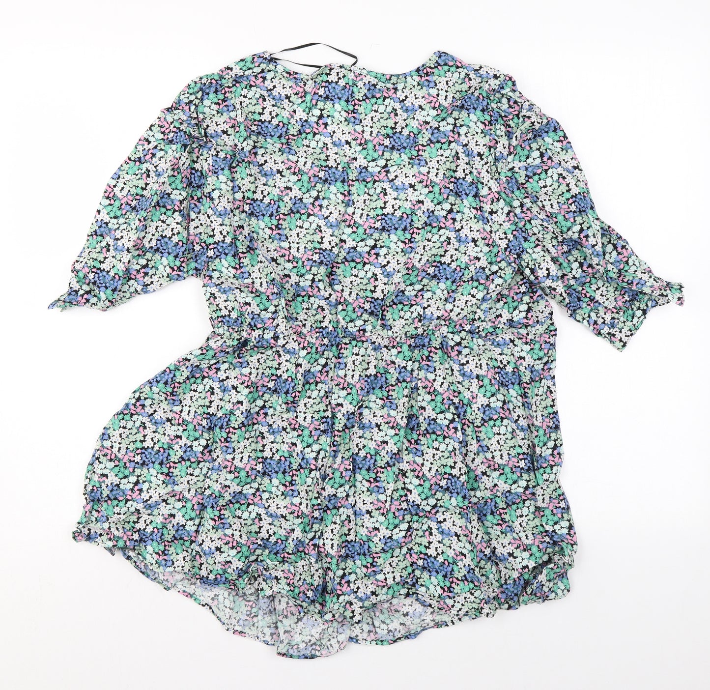 Marks and Spencer Womens Multicoloured Floral Viscose Basic Blouse Size 10 V-Neck