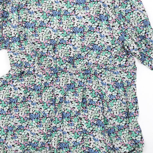 Marks and Spencer Womens Multicoloured Floral Viscose Basic Blouse Size 10 V-Neck