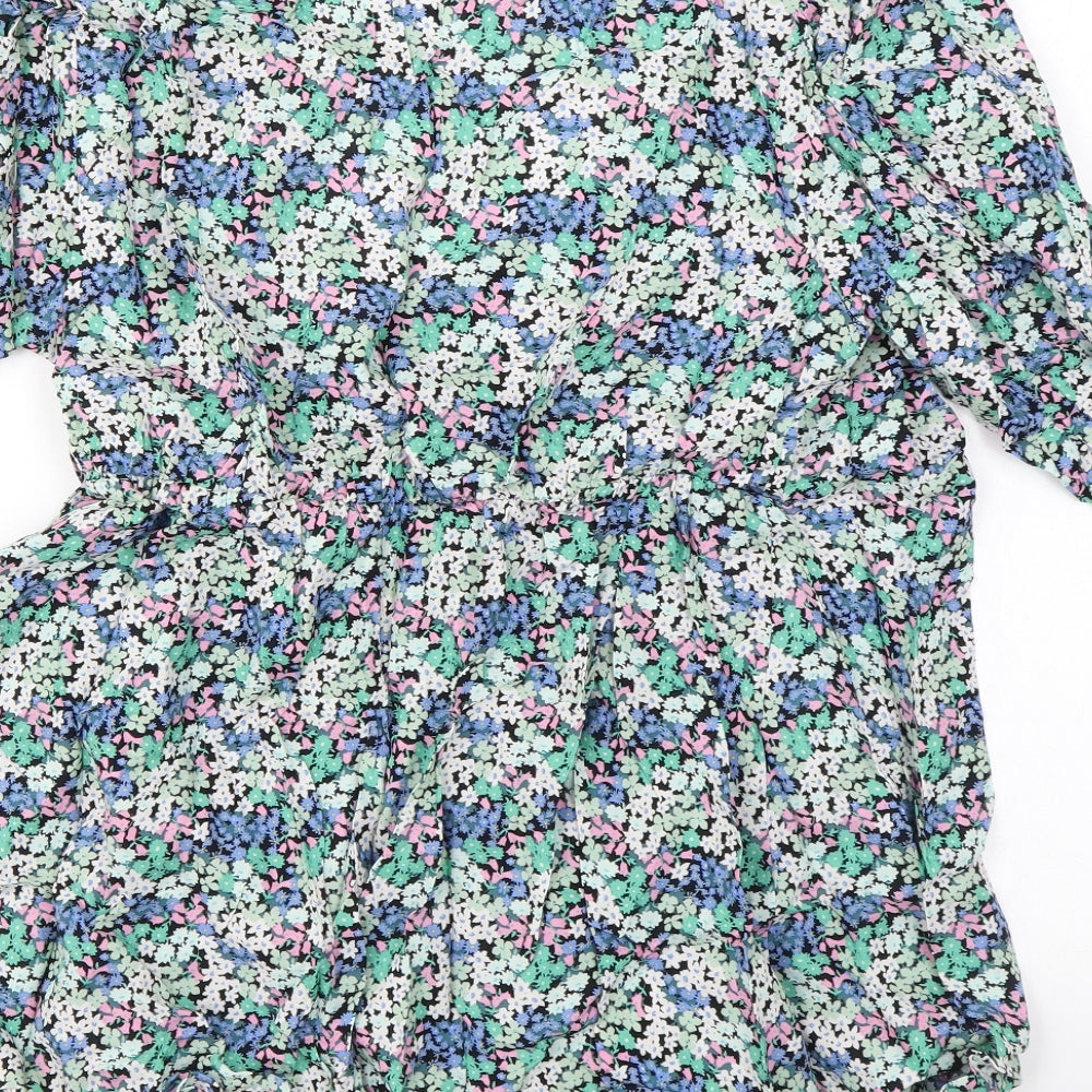 Marks and Spencer Womens Multicoloured Floral Viscose Basic Blouse Size 10 V-Neck