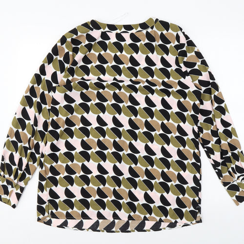 Marks and Spencer Womens Multicoloured Geometric Polyester A-Line Size 12 V-Neck Pullover