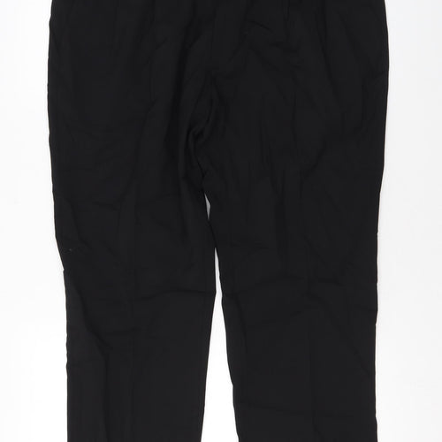 Marks and Spencer Mens Black Polyester Trousers Size 38 in L27 in Regular Zip