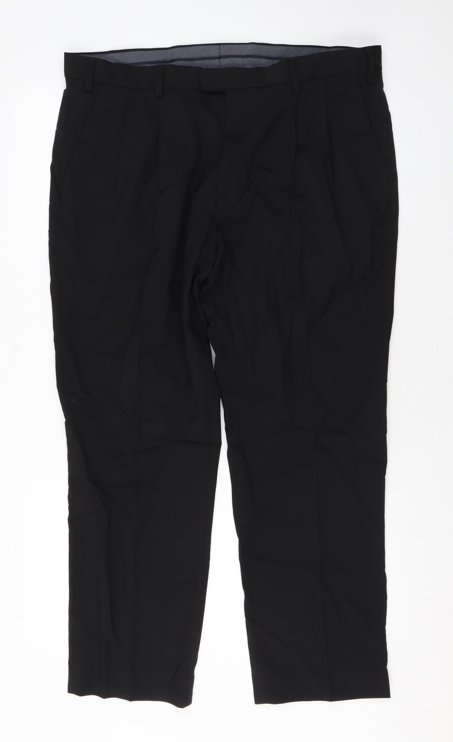 Marks and Spencer Mens Black Polyester Trousers Size 38 in L27 in Regular Zip