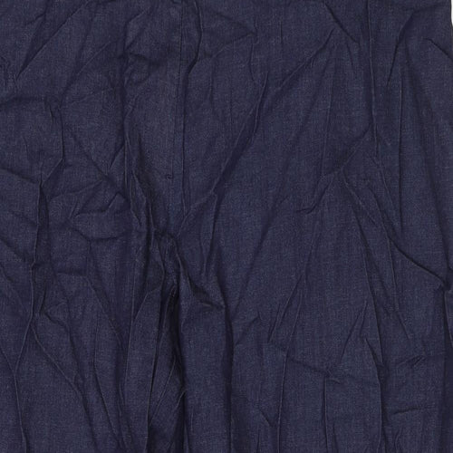 Marks and Spencer Womens Blue Cotton Trousers Size 22 L26 in Regular Zip