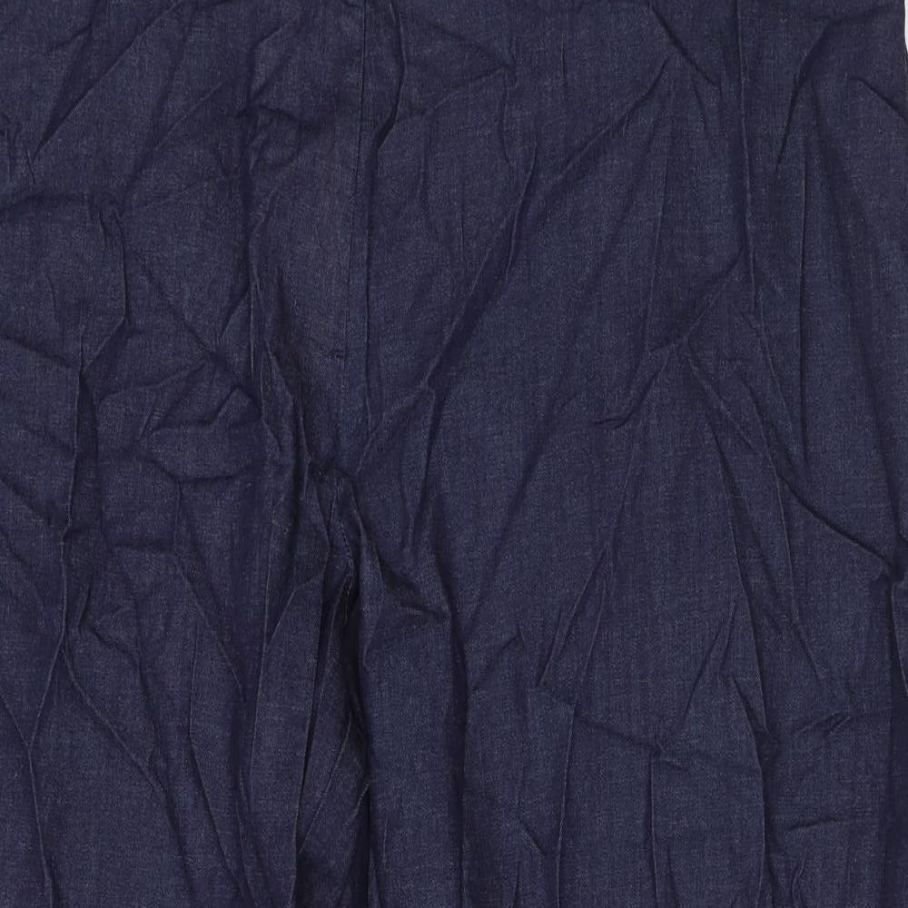 Marks and Spencer Womens Blue Cotton Trousers Size 22 L26 in Regular Zip