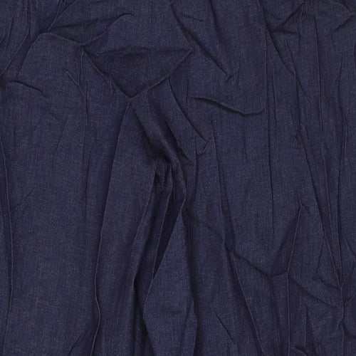 Marks and Spencer Womens Blue Cotton Trousers Size 22 L26 in Regular Zip