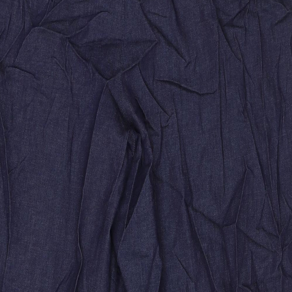 Marks and Spencer Womens Blue Cotton Trousers Size 22 L26 in Regular Zip