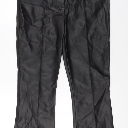 Marks and Spencer Womens Black Polyester Trousers Size 12 L25 in Regular Zip