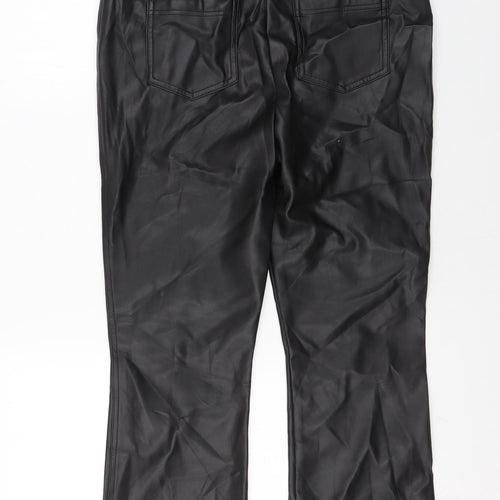 Marks and Spencer Womens Black Polyester Trousers Size 12 L25 in Regular Zip