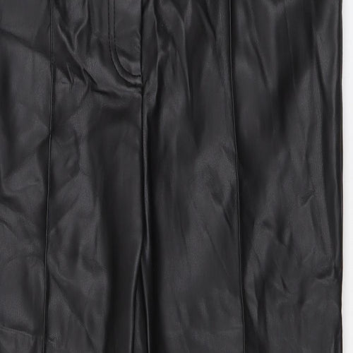 Marks and Spencer Womens Black Polyester Trousers Size 12 L25 in Regular Zip
