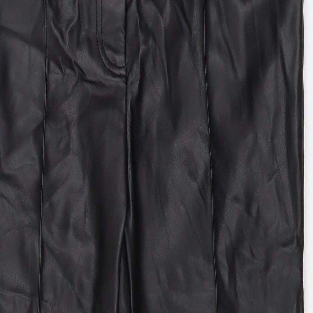 Marks and Spencer Womens Black Polyester Trousers Size 12 L25 in Regular Zip