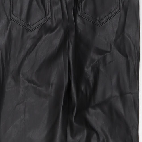 Marks and Spencer Womens Black Polyester Trousers Size 12 L25 in Regular Zip
