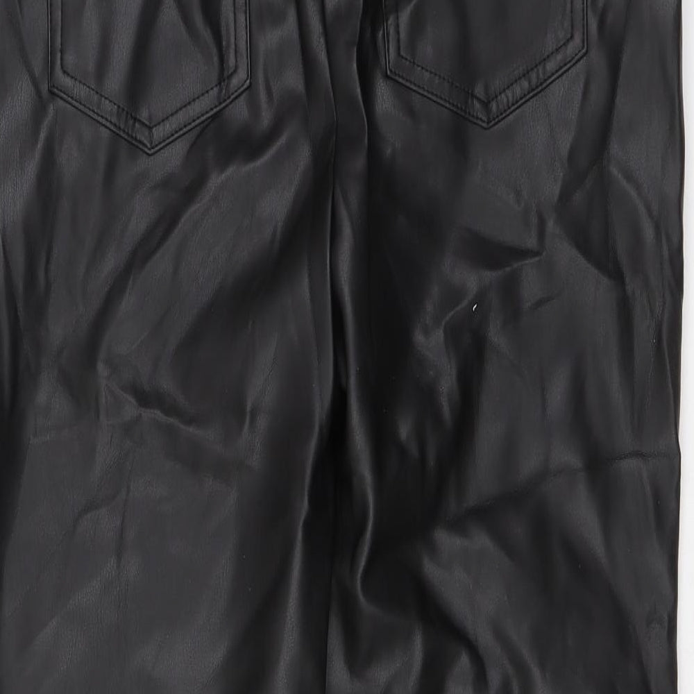 Marks and Spencer Womens Black Polyester Trousers Size 12 L25 in Regular Zip
