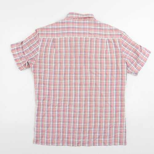 Blue Harbour Mens Pink Plaid Viscose Button-Up Size M Collared Button