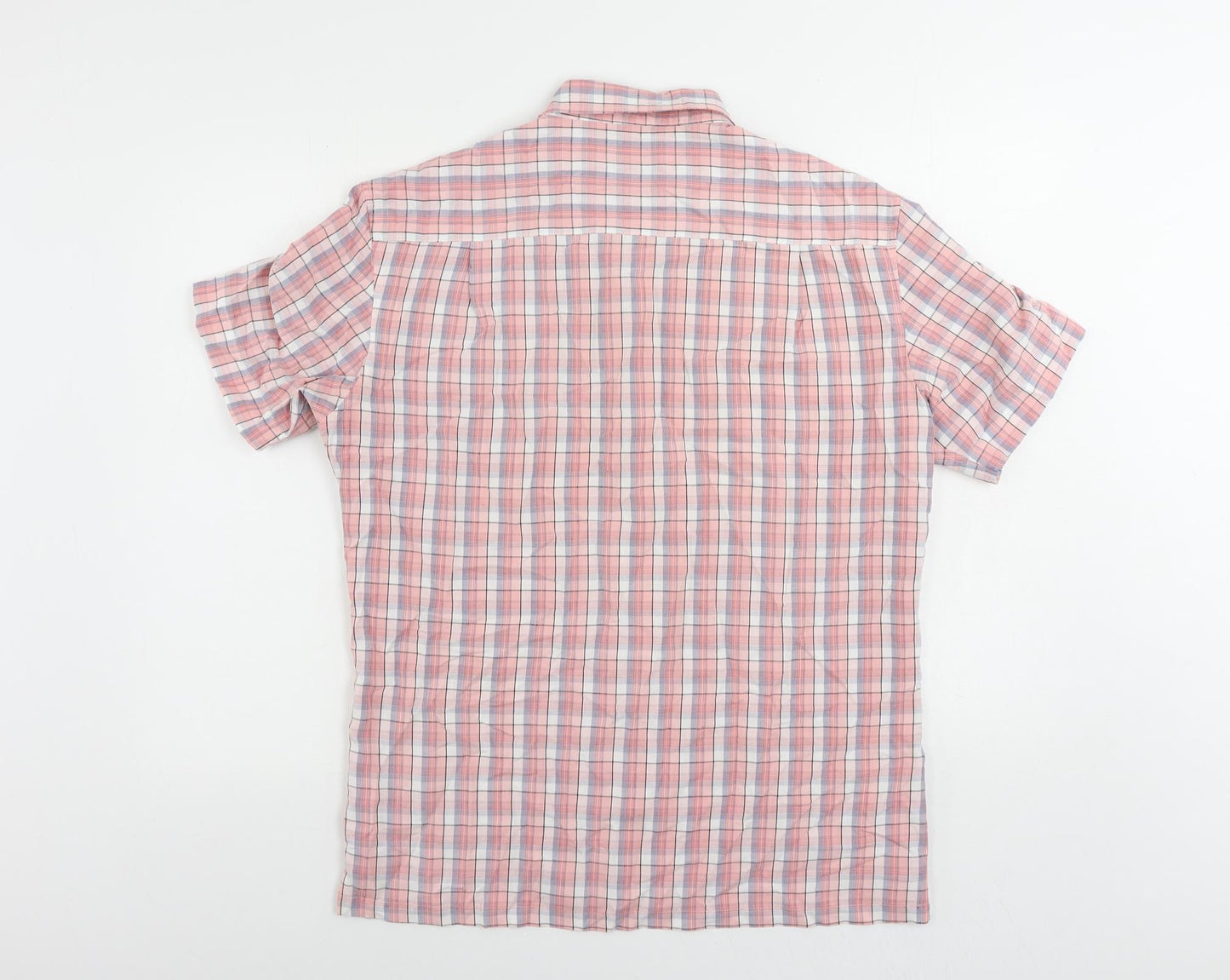Blue Harbour Mens Pink Plaid Viscose Button-Up Size M Collared Button