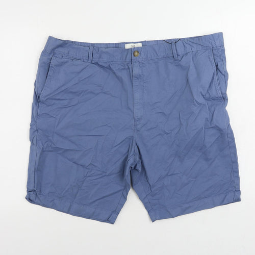 Marks and Spencer Mens Blue Cotton Chino Shorts Size 44 in L9 in Regular Zip