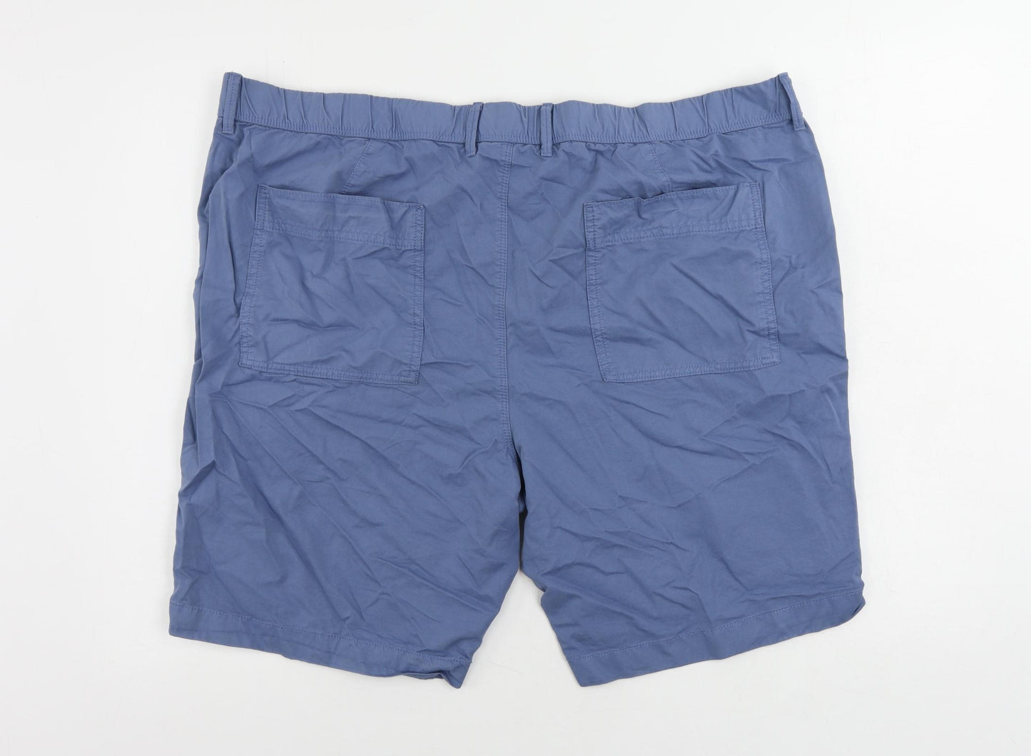 Marks and Spencer Mens Blue Cotton Chino Shorts Size 44 in L9 in Regular Zip