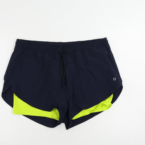 GOODMOVE Womens Blue Polyester Athletic Shorts Size 18 L3 in Regular Drawstring