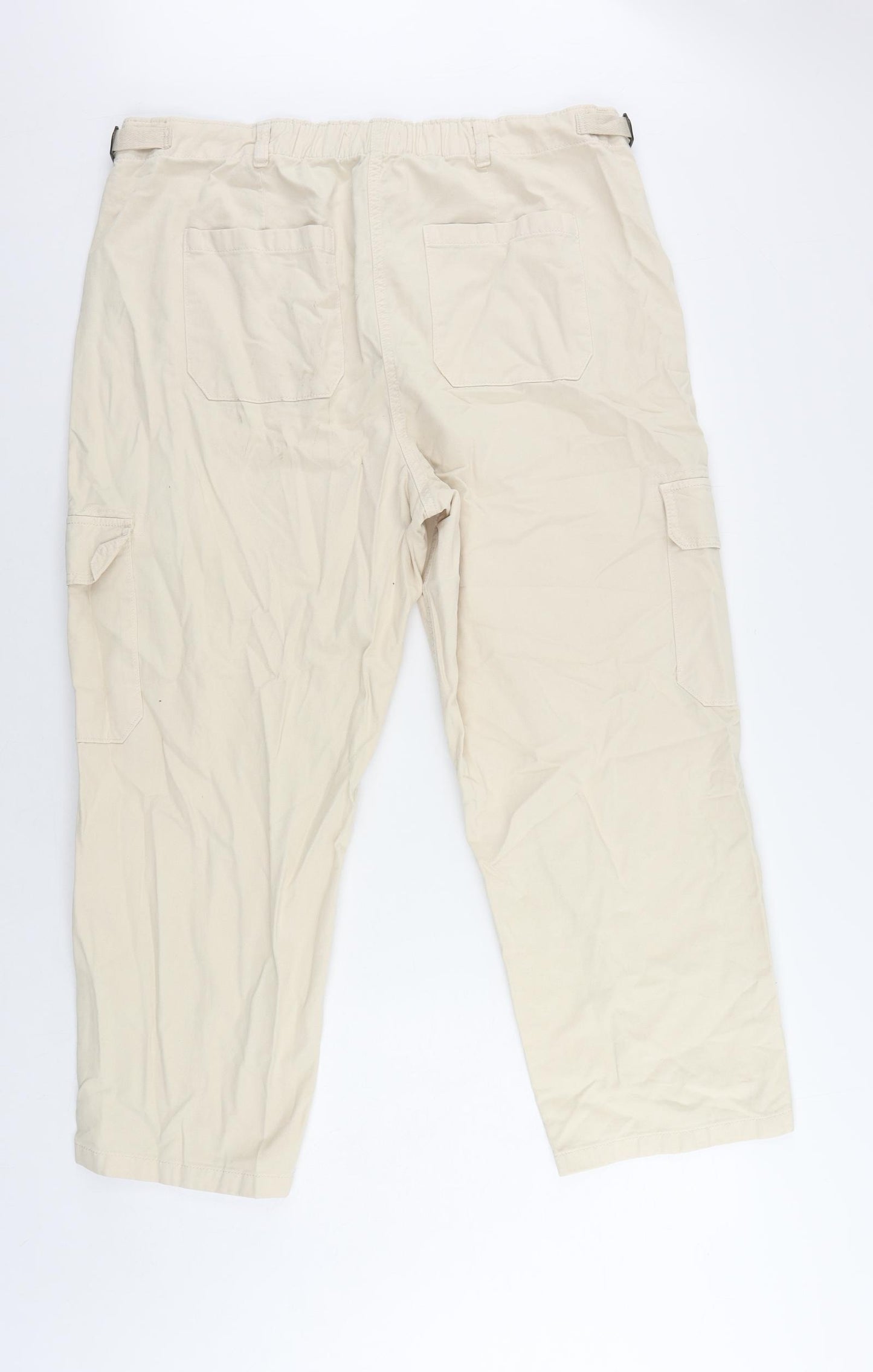 Marks and Spencer Womens Beige Cotton Cargo Trousers Size 20 L27 in Regular Zip