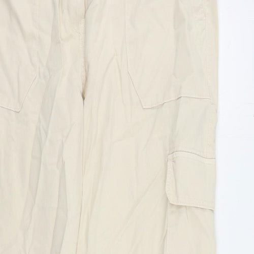 Marks and Spencer Womens Beige Cotton Cargo Trousers Size 20 L27 in Regular Zip