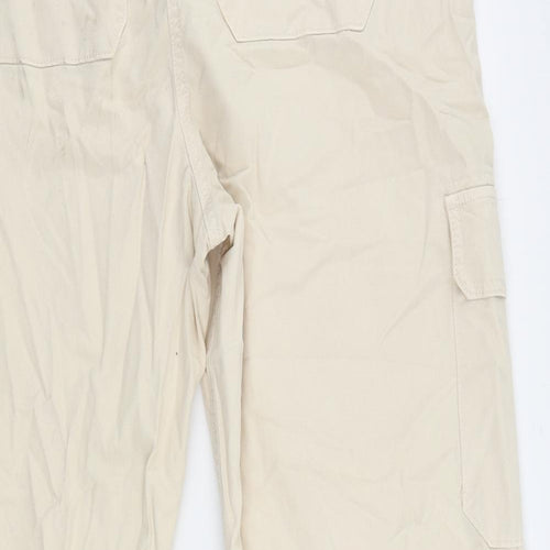 Marks and Spencer Womens Beige Cotton Cargo Trousers Size 20 L27 in Regular Zip