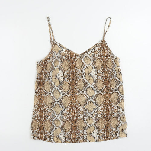 Marks and Spencer Womens Brown Animal Print Polyester Camisole Tank Size 12 V-Neck