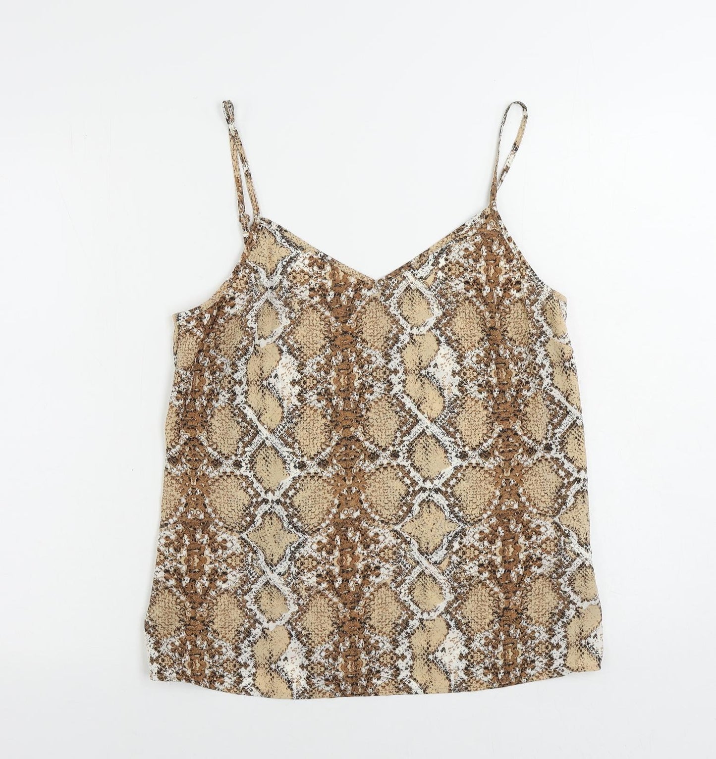 Marks and Spencer Womens Brown Animal Print Polyester Camisole Tank Size 12 V-Neck