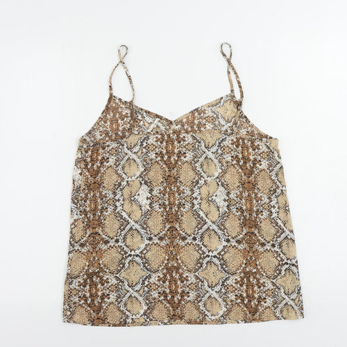 Marks and Spencer Womens Brown Animal Print Polyester Camisole Tank Size 12 V-Neck