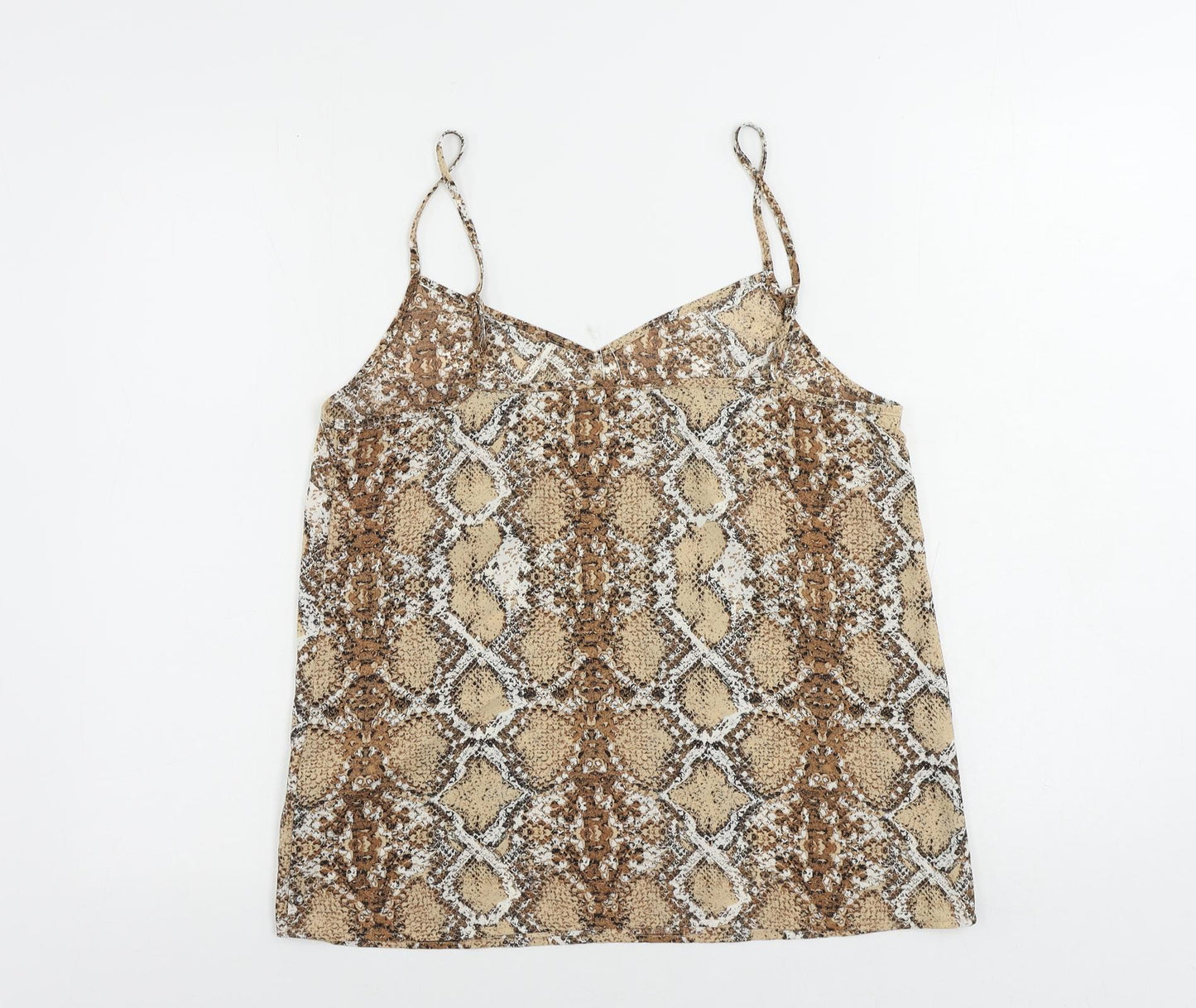 Marks and Spencer Womens Brown Animal Print Polyester Camisole Tank Size 12 V-Neck