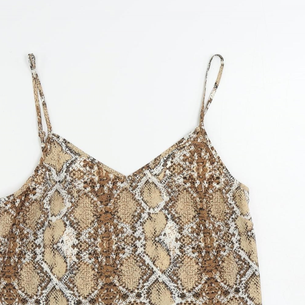 Marks and Spencer Womens Brown Animal Print Polyester Camisole Tank Size 12 V-Neck