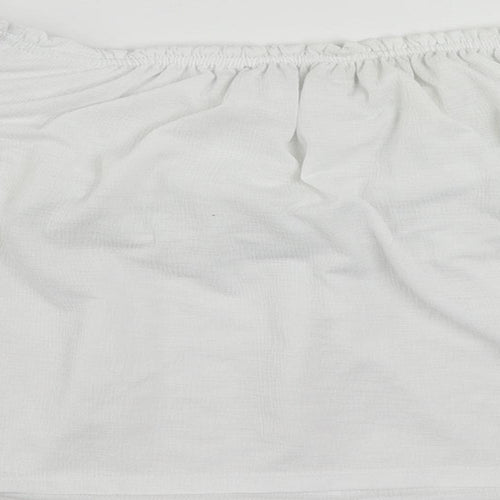Bershka Womens White Polyester Cropped Blouse Size S Boat Neck