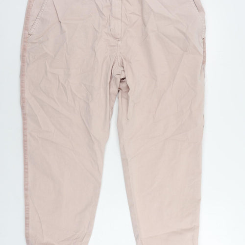 Marks and Spencer Womens Pink Cotton Chino Trousers Size 20 L25 in Regular Zip