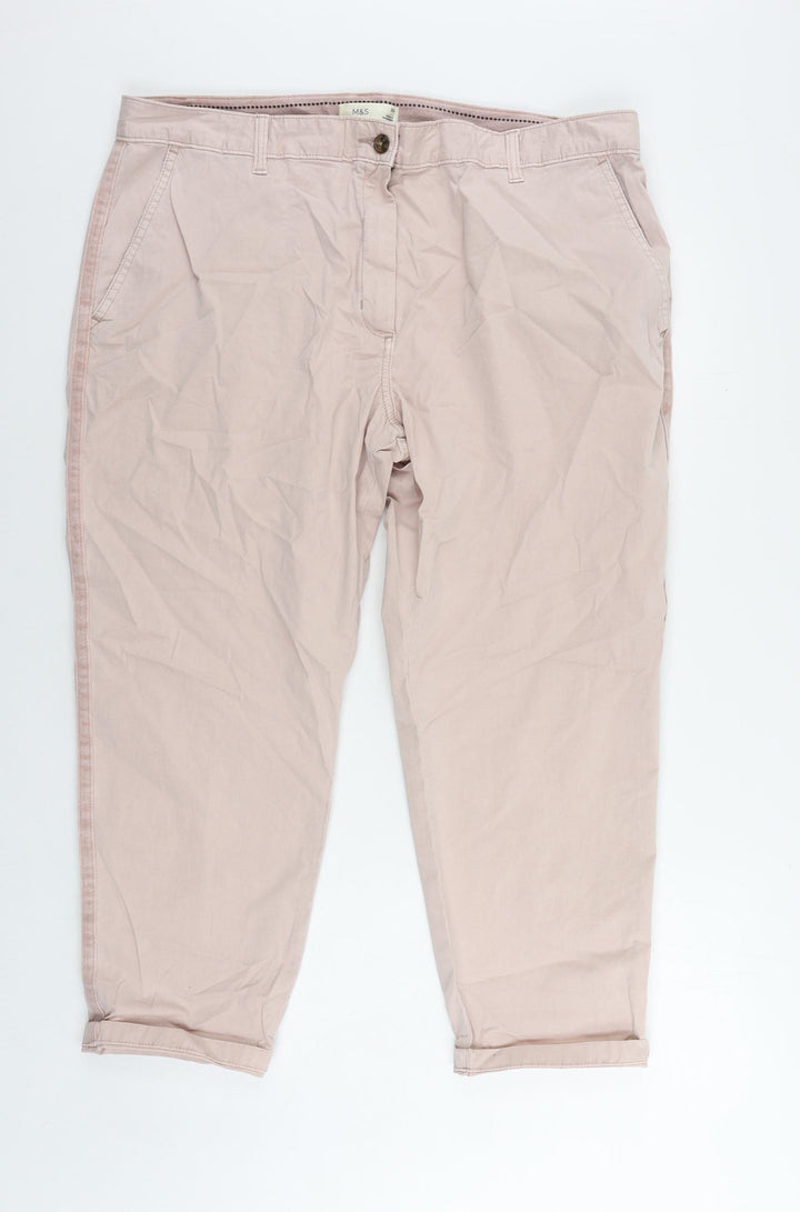 Marks and Spencer Womens Pink Cotton Chino Trousers Size 20 L25 in Regular Zip