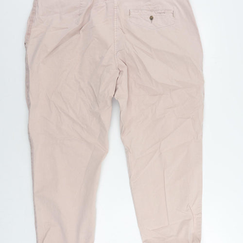 Marks and Spencer Womens Pink Cotton Chino Trousers Size 20 L25 in Regular Zip