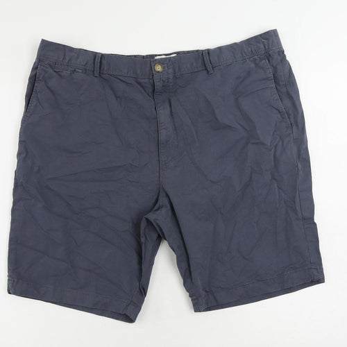 Marks and Spencer Mens Grey Cotton Chino Shorts Size 42 in L10 in Regular Zip