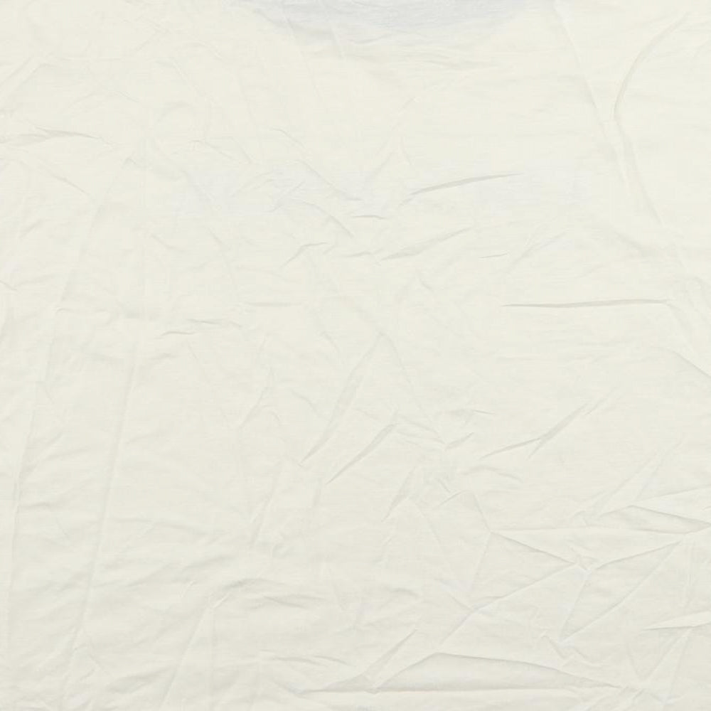 Marks and Spencer Womens Ivory Cotton Basic T-Shirt Size L Crew Neck