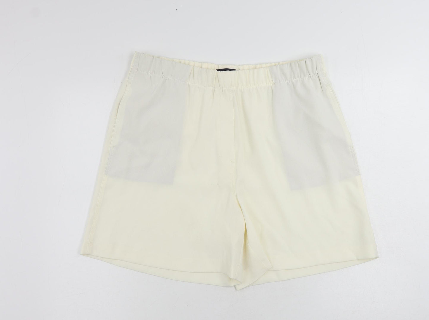 Marks and Spencer Womens Ivory Polyester Basic Shorts Size 16 L6 in Regular - Elastic Waist