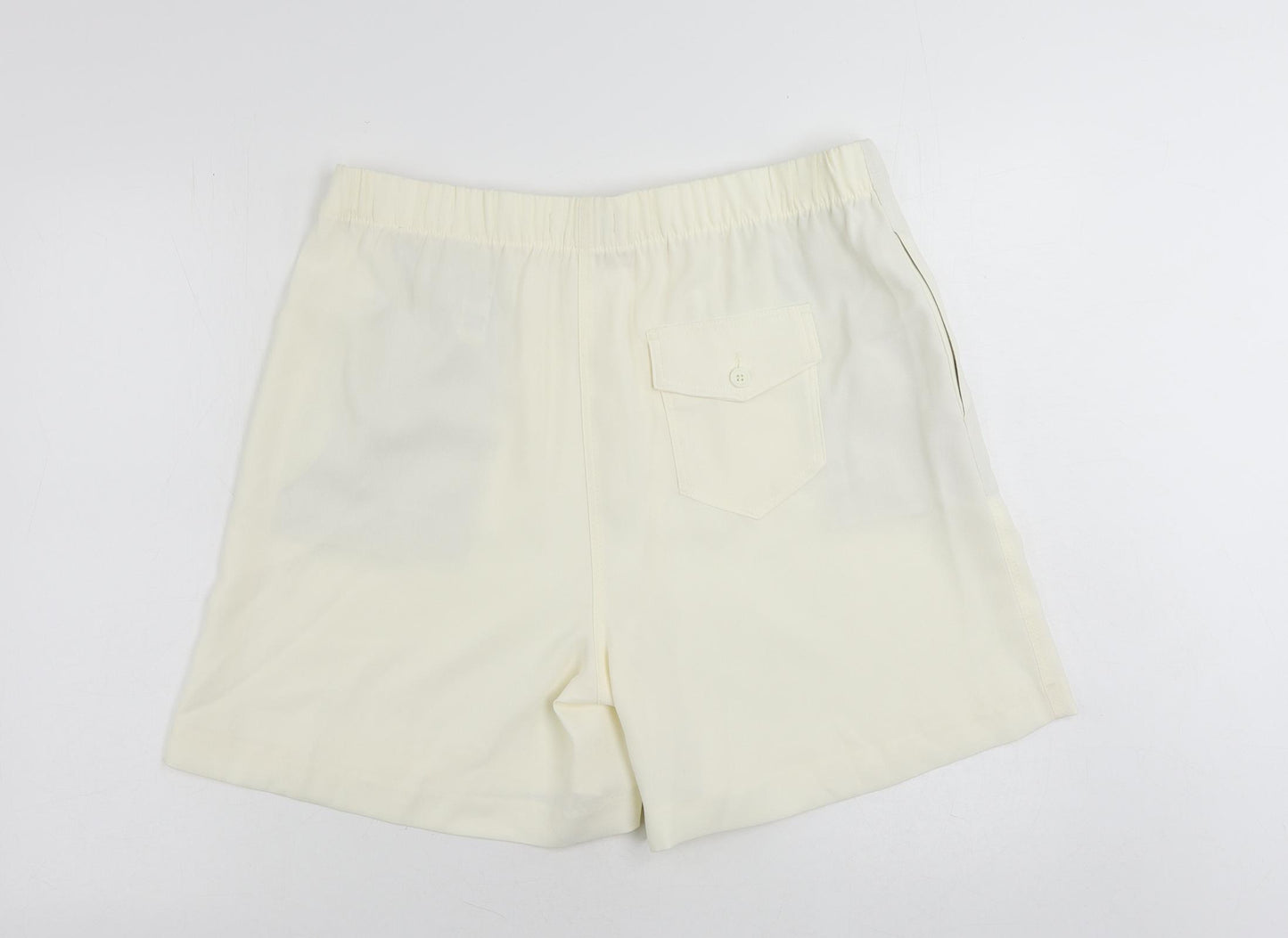 Marks and Spencer Womens Ivory Polyester Basic Shorts Size 16 L6 in Regular - Elastic Waist