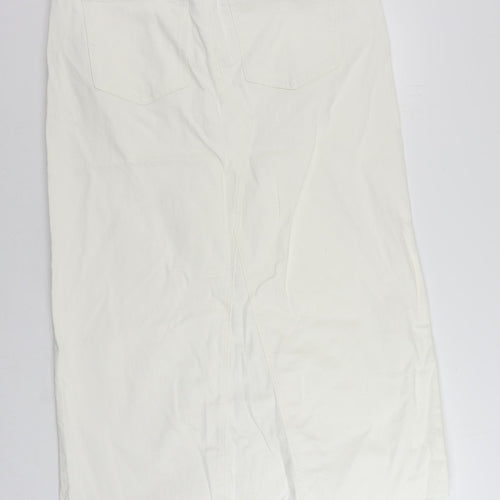 Marks and Spencer Womens White Cotton Maxi Skirt Size 18 Zip - Pockets