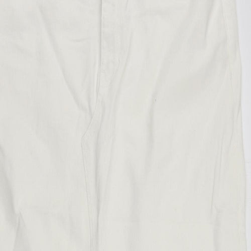 Marks and Spencer Womens White Cotton Maxi Skirt Size 18 Zip - Pockets