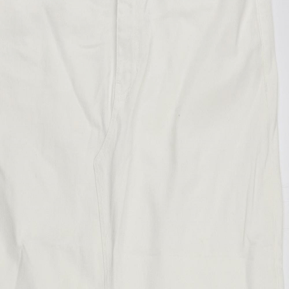 Marks and Spencer Womens White Cotton Maxi Skirt Size 18 Zip - Pockets