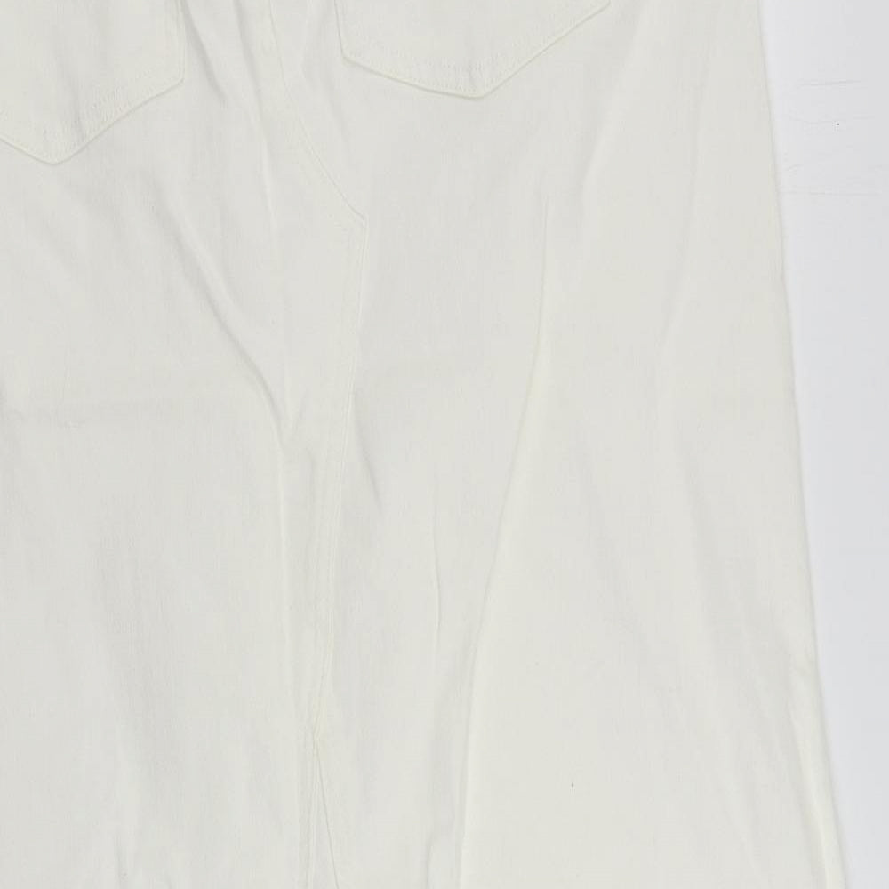Marks and Spencer Womens White Cotton Maxi Skirt Size 18 Zip - Pockets