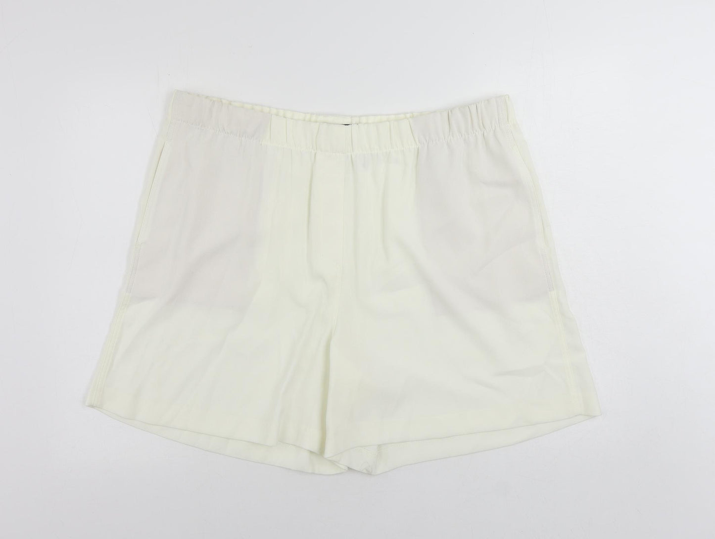 Marks and Spencer Womens Ivory Polyester Basic Shorts Size 20 L6 in Regular - Pockets