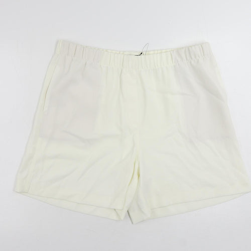 Marks and Spencer Womens Ivory Polyester Basic Shorts Size 18 L6 in Regular - Elastic Waist