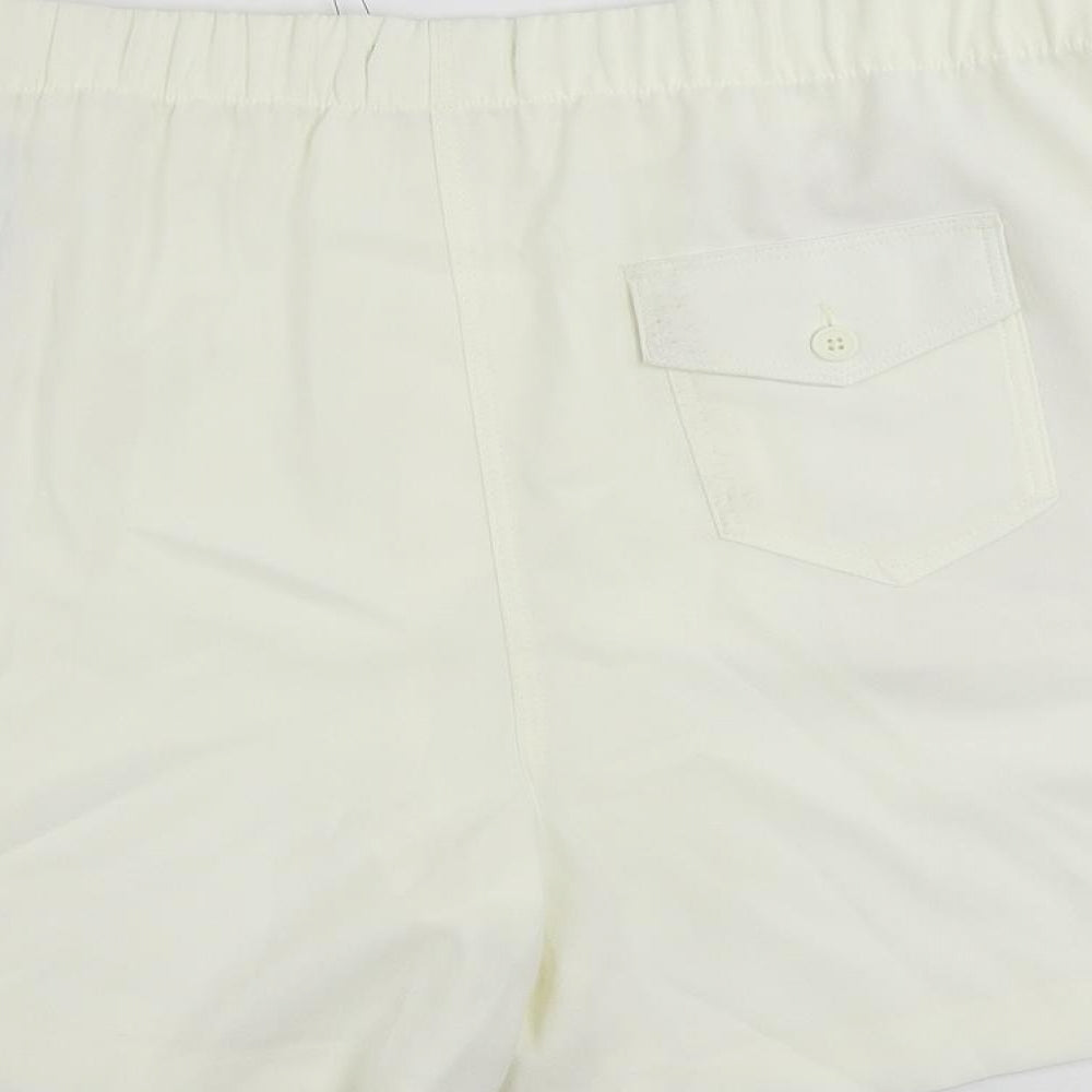 Marks and Spencer Womens Ivory Polyester Basic Shorts Size 18 L6 in Regular - Elastic Waist