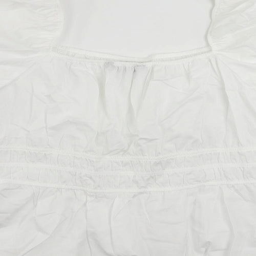 Marks and Spencer Womens White Cotton Basic Blouse Size 22 Square Neck - Peplum
