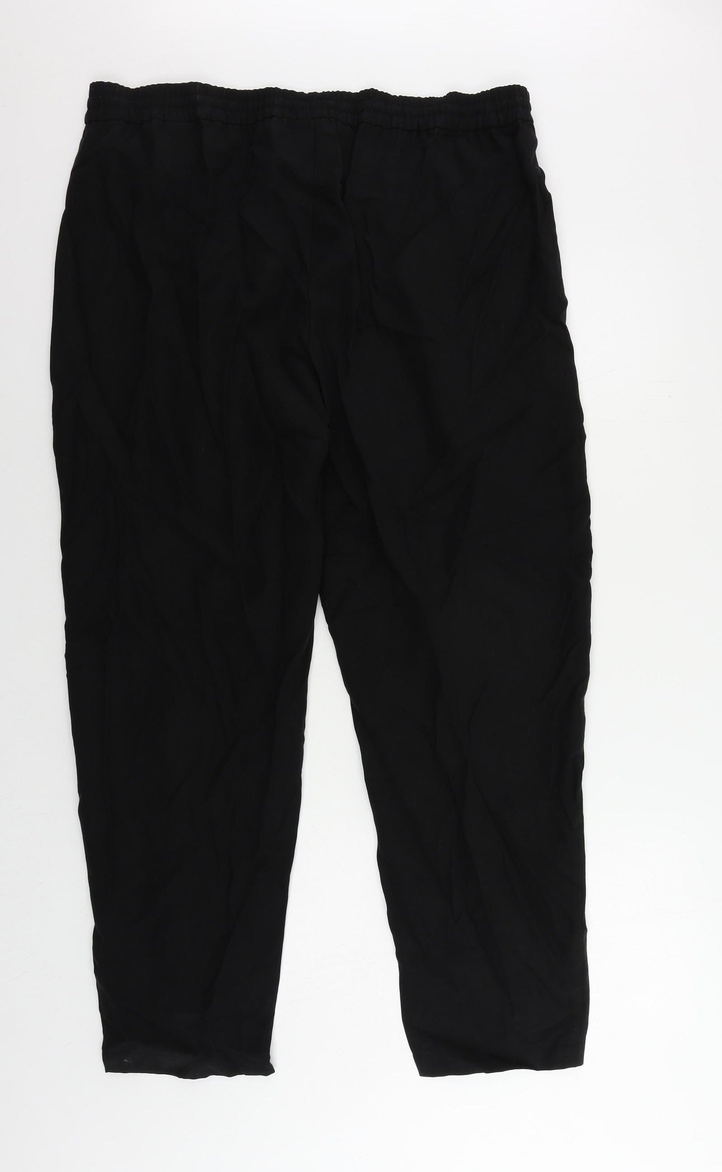 Marks and Spencer Womens Black Lyocell Jegging Trousers Size 20 L27 in Regular Drawstring - Adjustable Waist