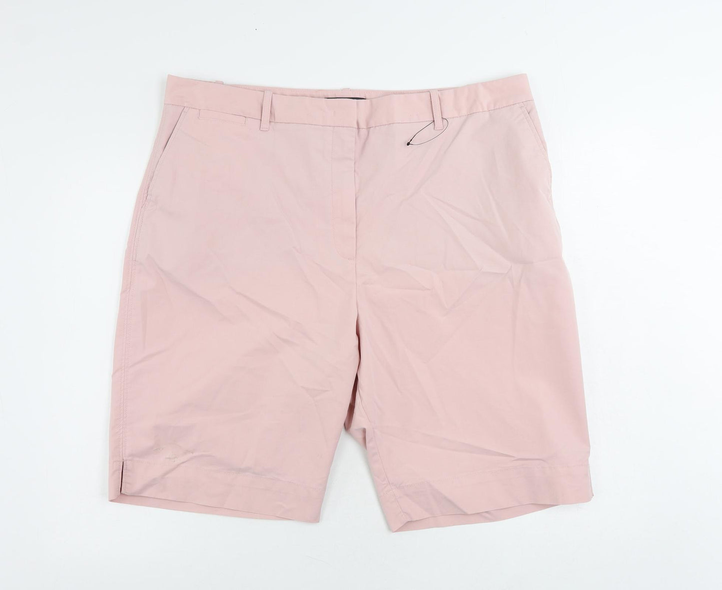 Marks and Spencer Womens Pink Cotton Chino Shorts Size 20 L10 in Regular Zip - Pockets
