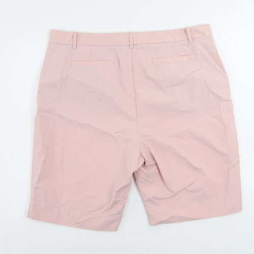 Marks and Spencer Womens Pink Cotton Chino Shorts Size 20 L10 in Regular Zip - Pockets